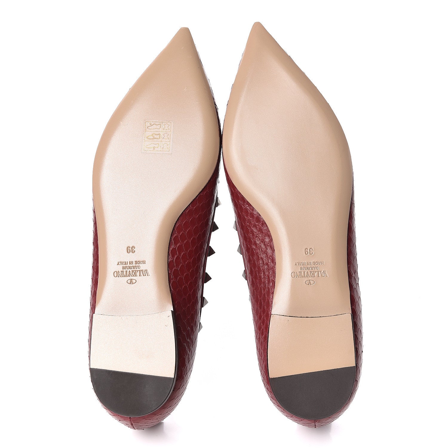 Valentino Garavani Ayers Snakeskin Rockstud Ballerina Flats 39 Cerise 5 of 10