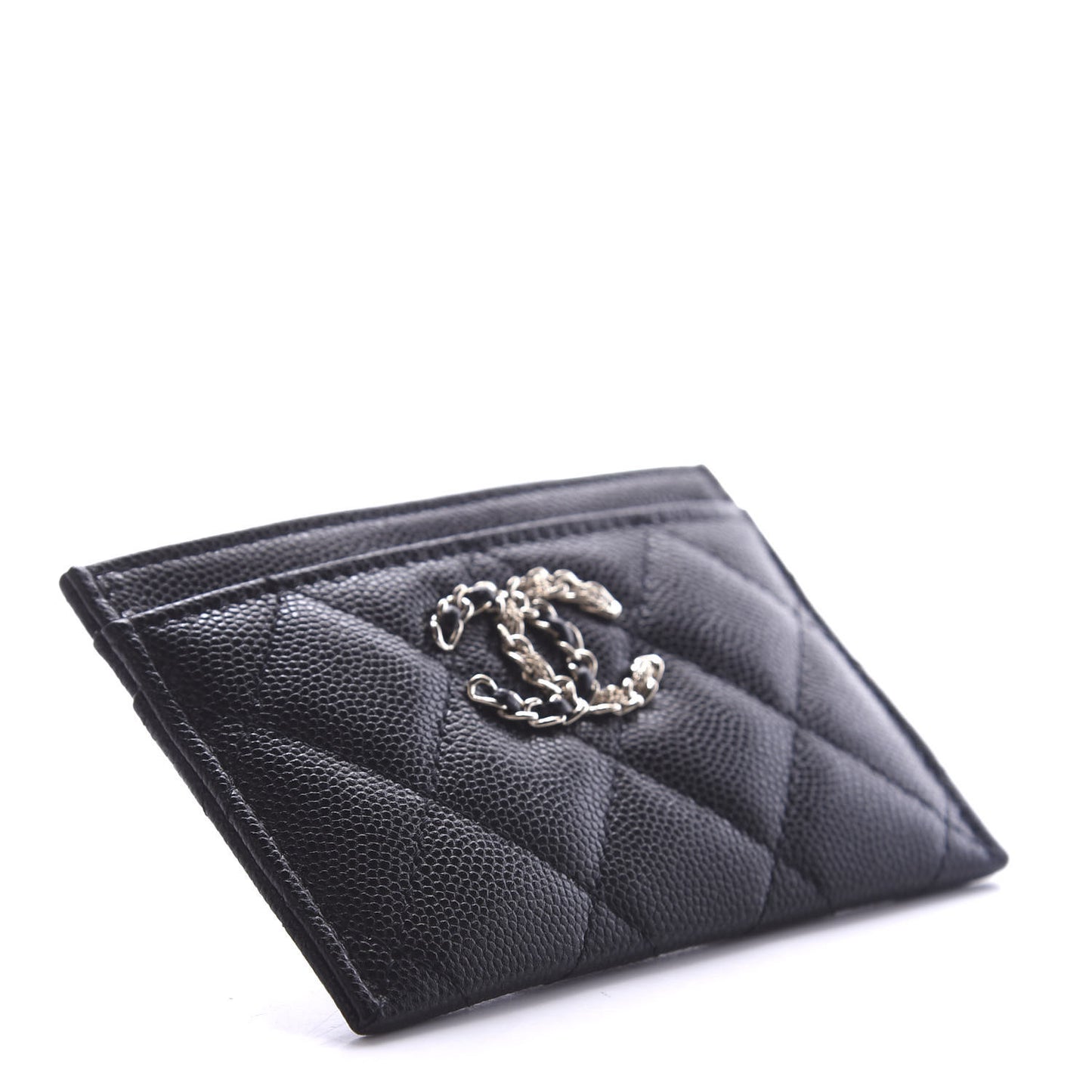 Caviar Quilted French New Wave Card Holder Black