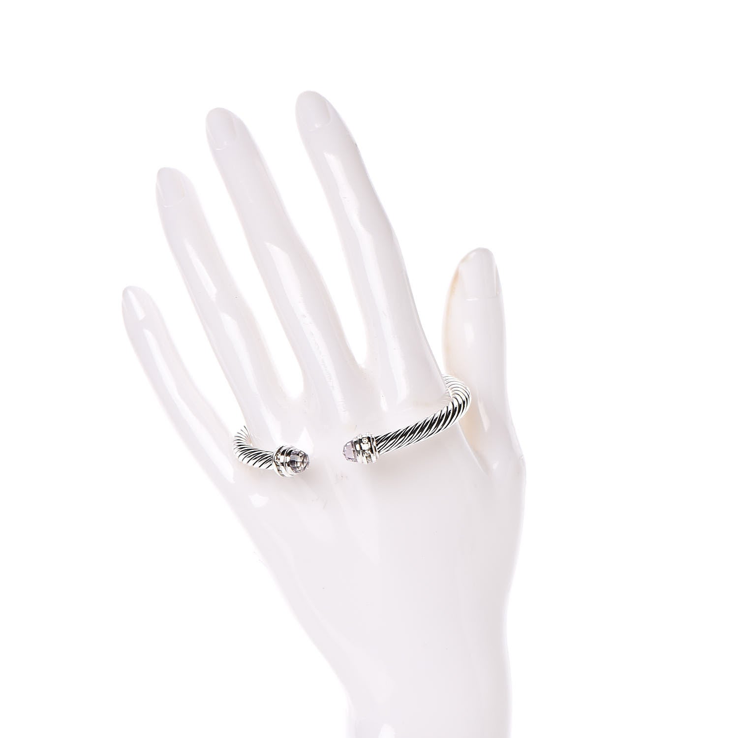 David Yurman Sterling Silver Diamond Amethyst 5mm Cable Classics Princess Bracelet 2 of 5