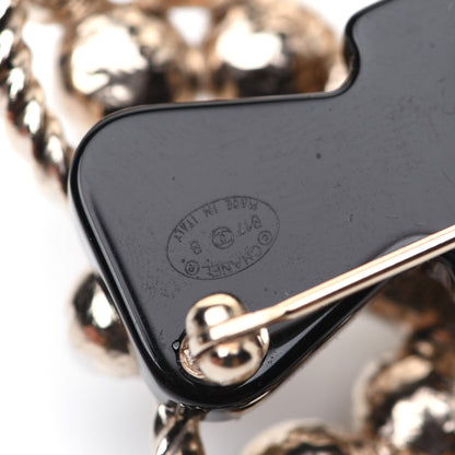 Chanel Pearl Crystal CC Brooch Gold 3 of 6