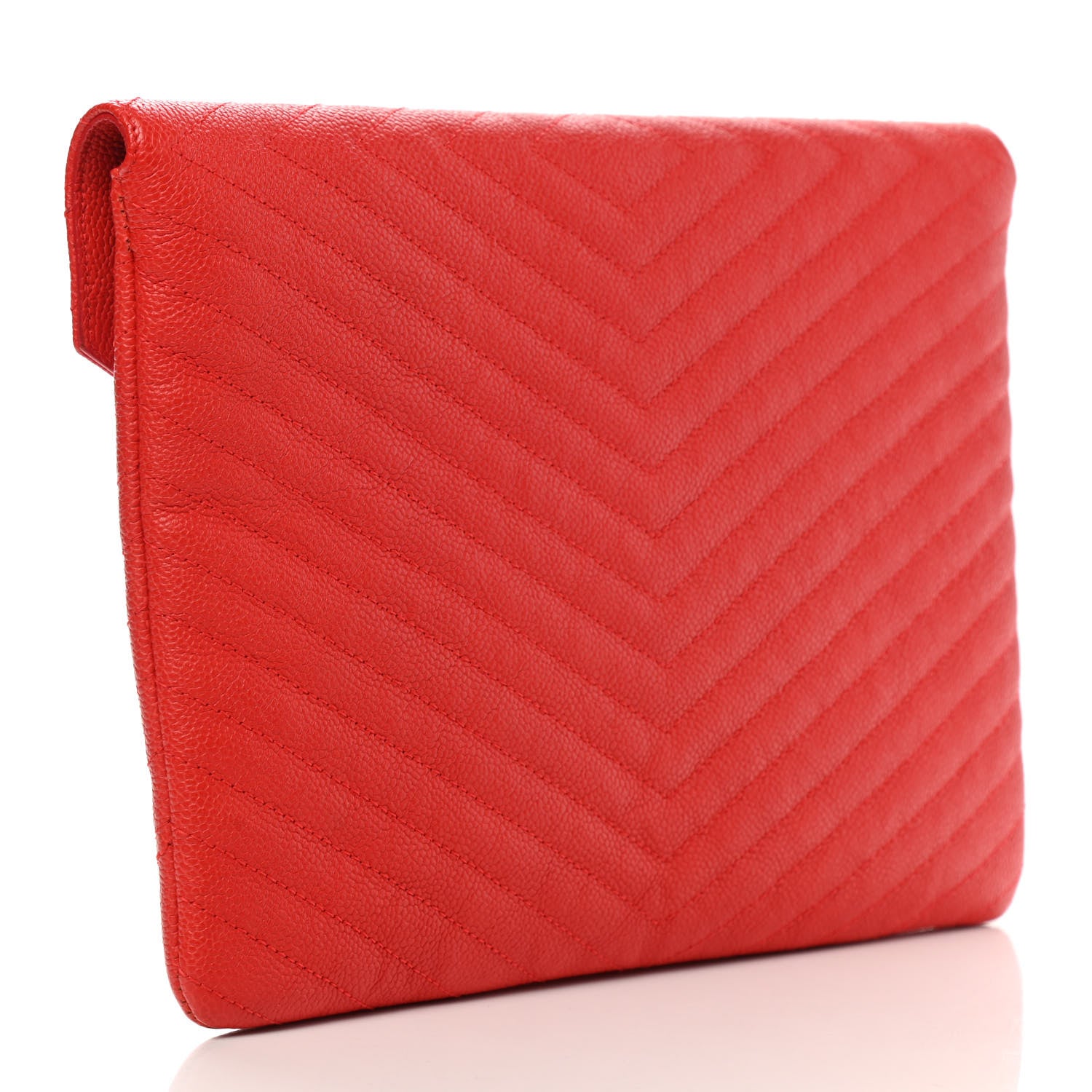 Chanel Calfskin Chevron Quilted Small Envelope Clutch Red 3 of 9