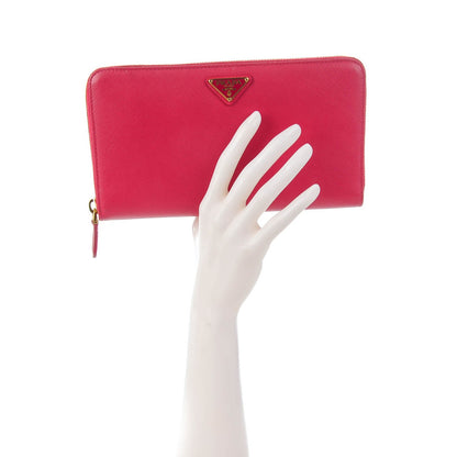 Prada Saffiano Metal Large Zip Around Wallet Peonia 2 of 7