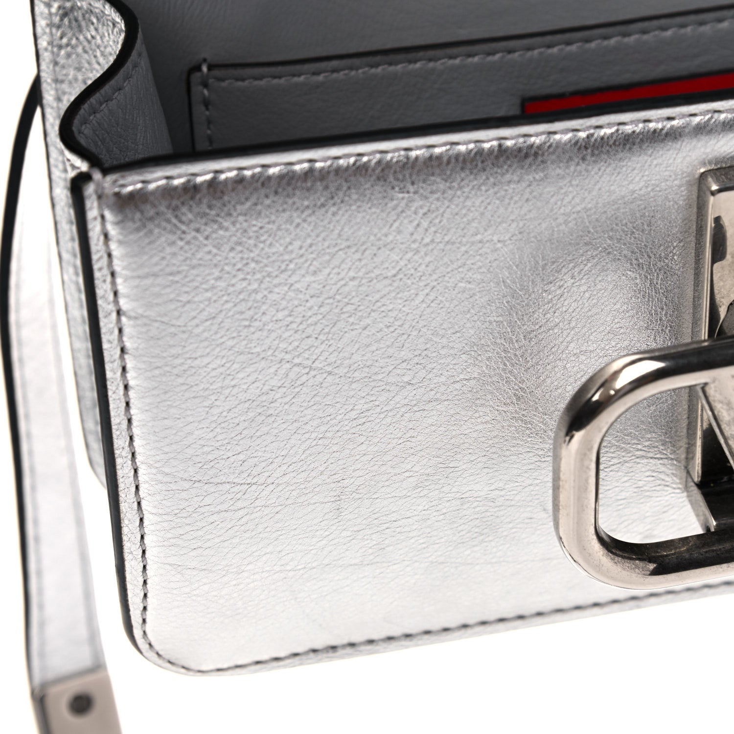 Valentino Garavani Metallic Calfskin VSling Belt Bag Silver 9 of 14