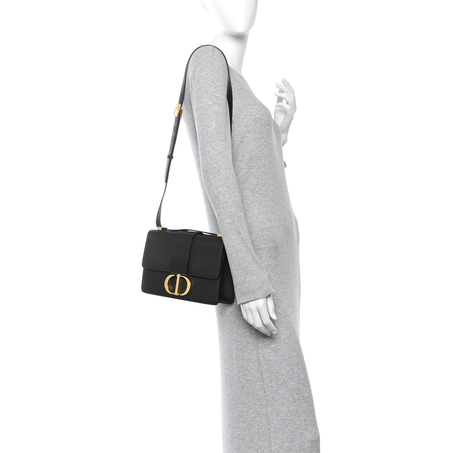 Christian Dior Grained Calfskin 30 Montaigne Flap Bag Black 2 of 14