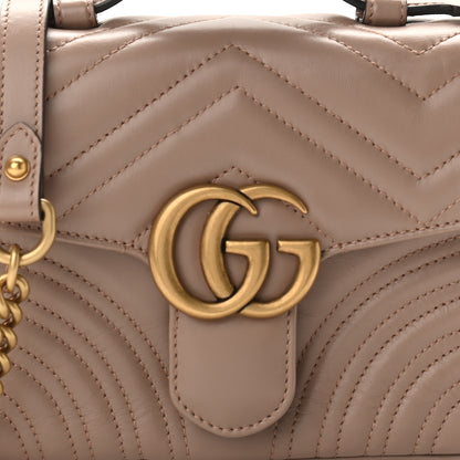 Gucci Calfskin Matelasse Mini GG Marmont Top Handle Shoulder Bag Porcelain Rose 8 of 10