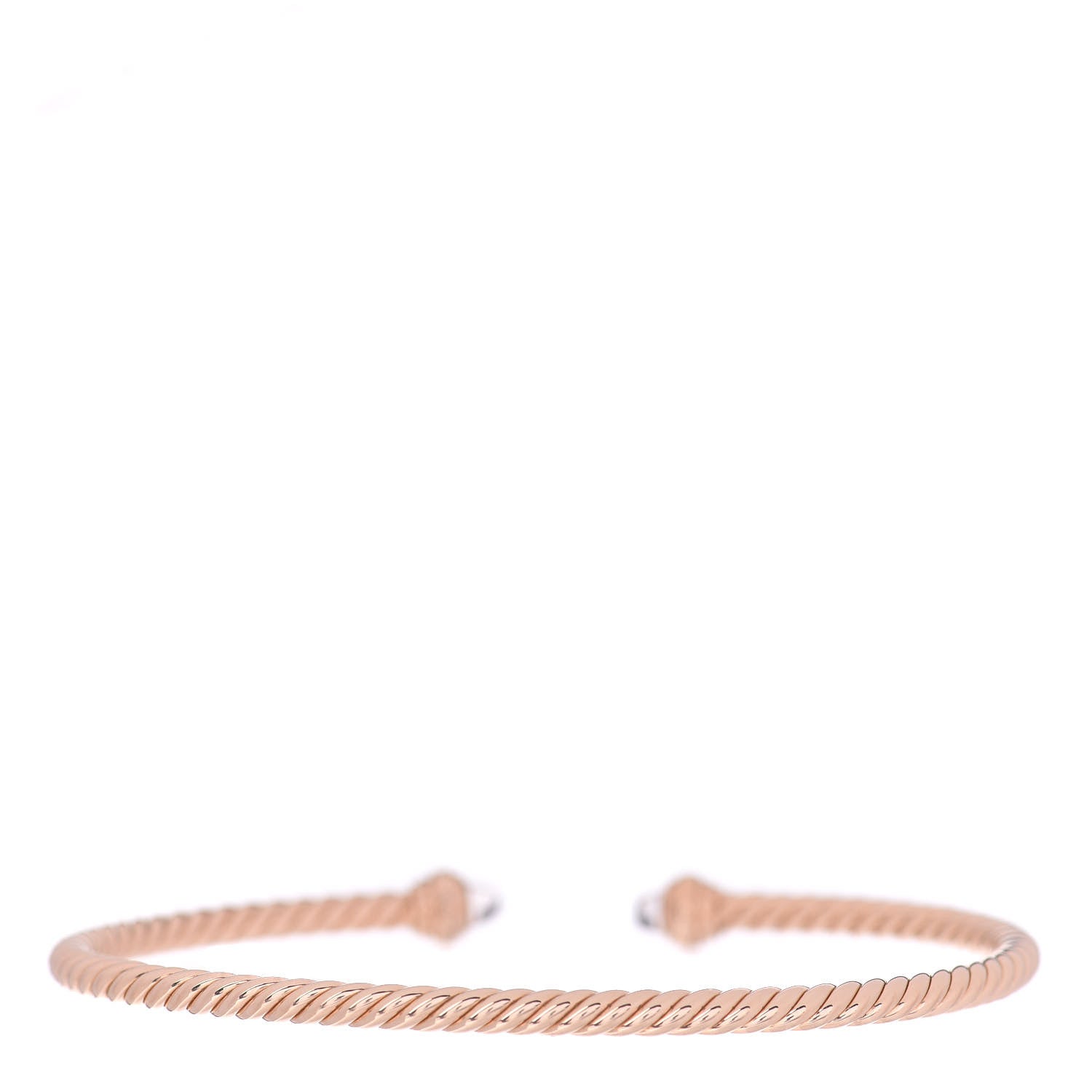 David Yurman 18K Rose Gold Diamond Morganite 3mm Cablespira Bracelet 3 of 5