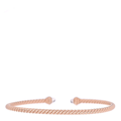 David Yurman 18K Rose Gold Diamond Morganite 3mm Cablespira Bracelet 3 of 5