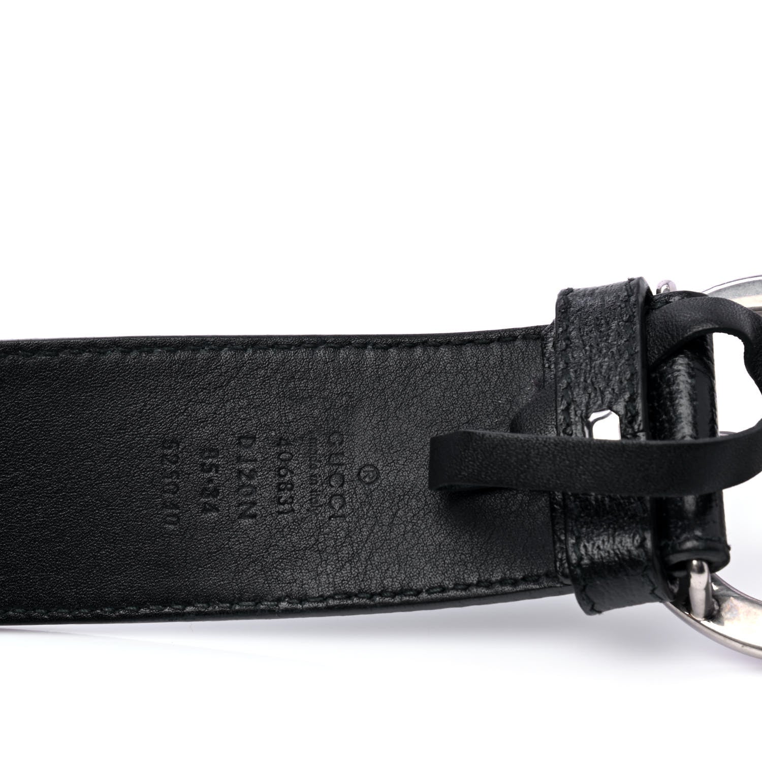Gucci Textured Dollar Calfskin Nickel Double G 40mm Belt 85 34 Black 6 of 6