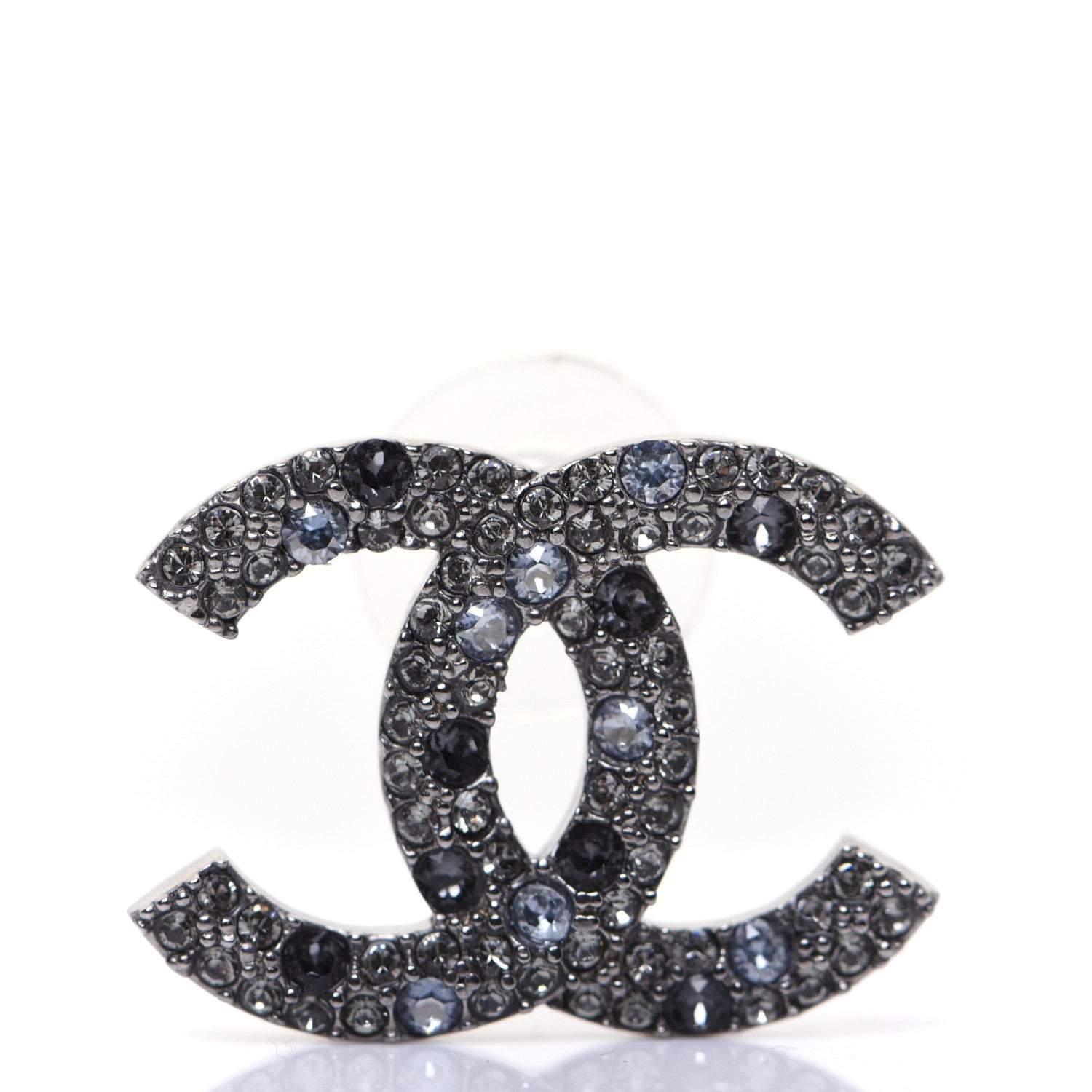 Chanel Crystal Large CC Earrings Silver 4 of 8