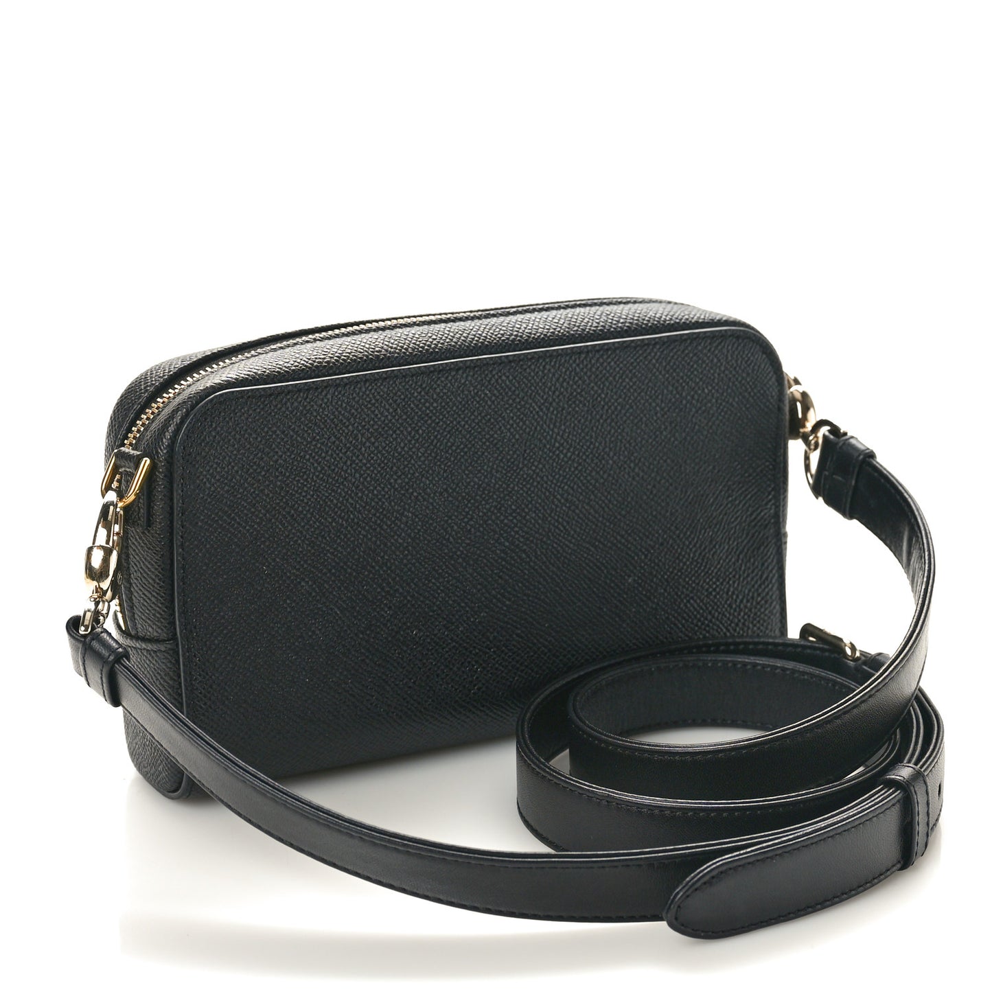 Grained Calfskin Caro Double Pouch Black