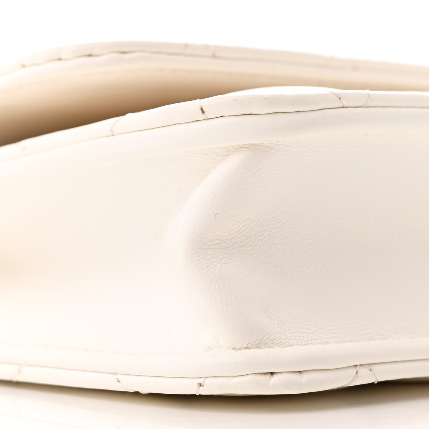 Lambskin Quilted Pillow Crush Flap Phone Holder With Chain White