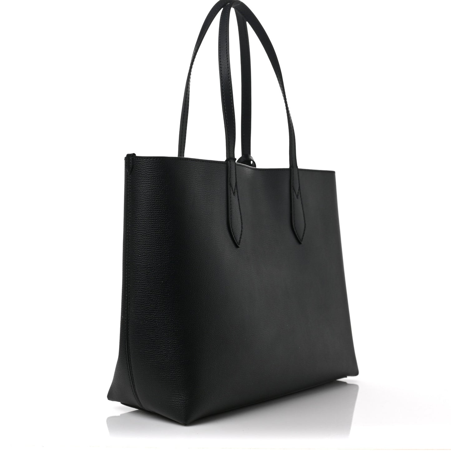 Grainy Calfskin Haymarket Check Medium Reversible Tote Black
