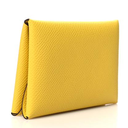 Hermes Epsom Calvi Duo Card Case Jaune De Naples 3 of 11