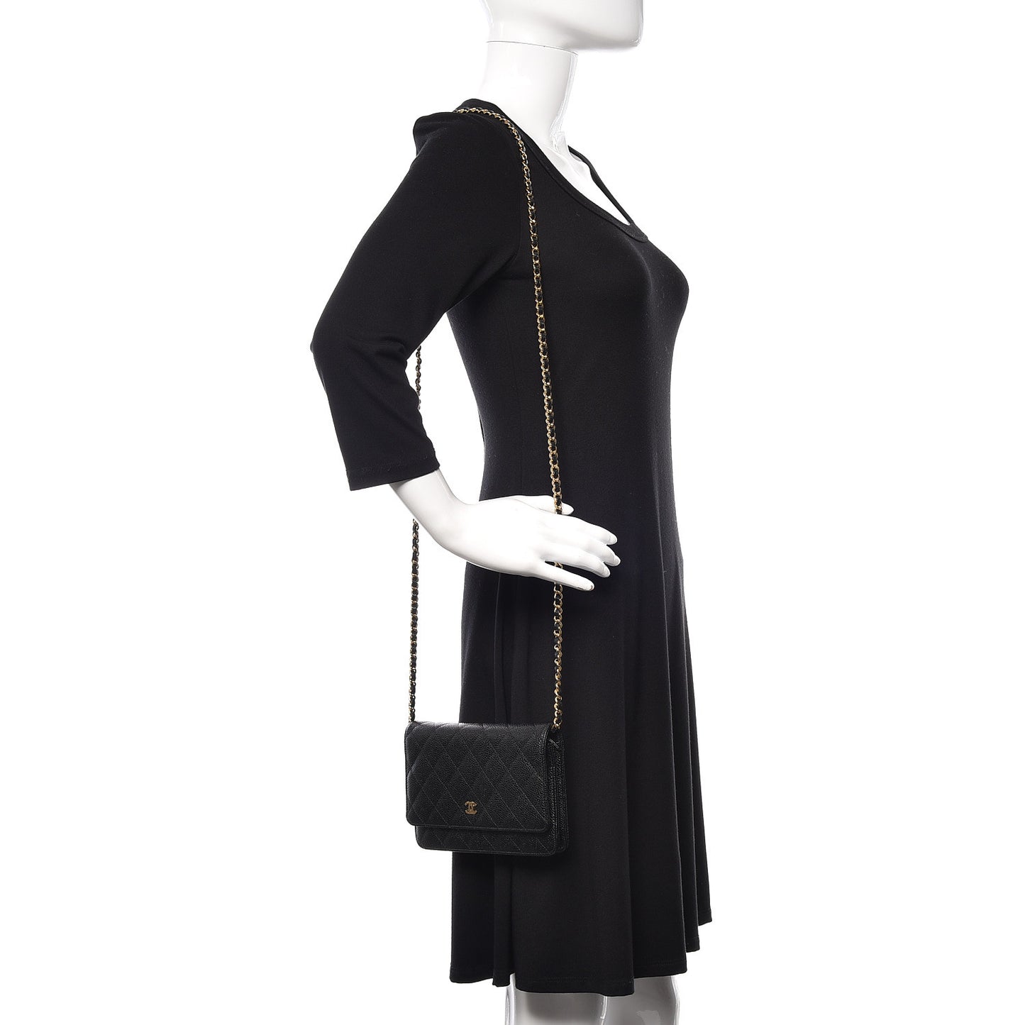 Caviar Quilted Wallet On Chain WOC Black