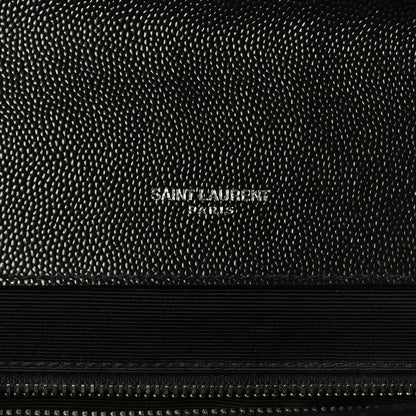 Saint Laurent Grain De Poudre Textured Mixed Matelasse Large Triquilt Monogram Satchel Black 6 of 8