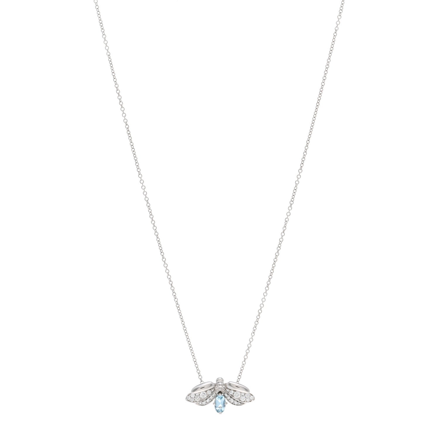 Tiffany Platinum Diamond Aquamarine Paper Flowers Firefly Pendant Necklace 1 of 4