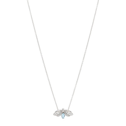Tiffany Platinum Diamond Aquamarine Paper Flowers Firefly Pendant Necklace 1 of 4