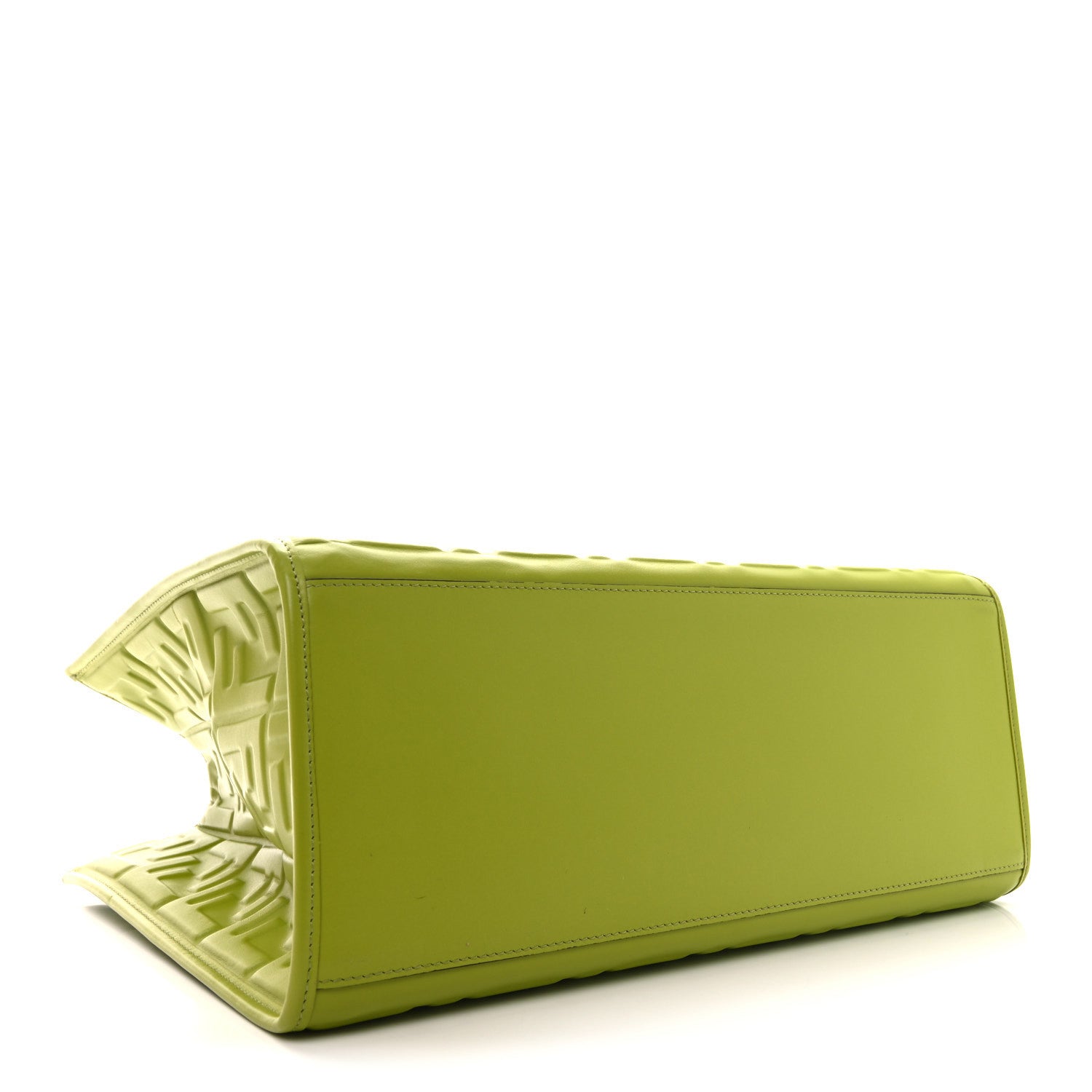 Fendi Vitello Plexiglass FF Embossed Medium Fendi Sunshine Shopper Tote Wasabi 4 of 9