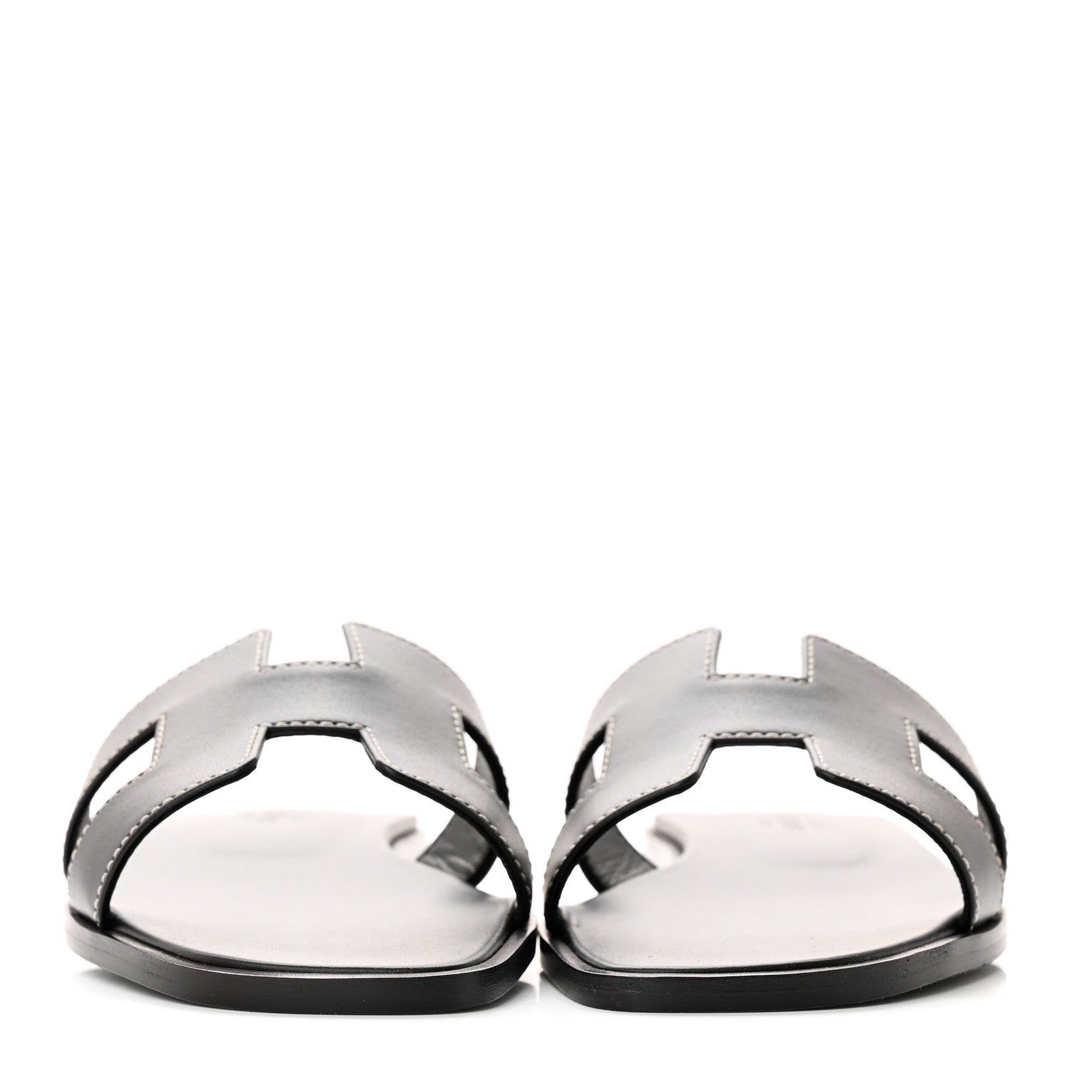 Hermes Box Calfskin Oran Sandals 35.5 Black 2 of 10