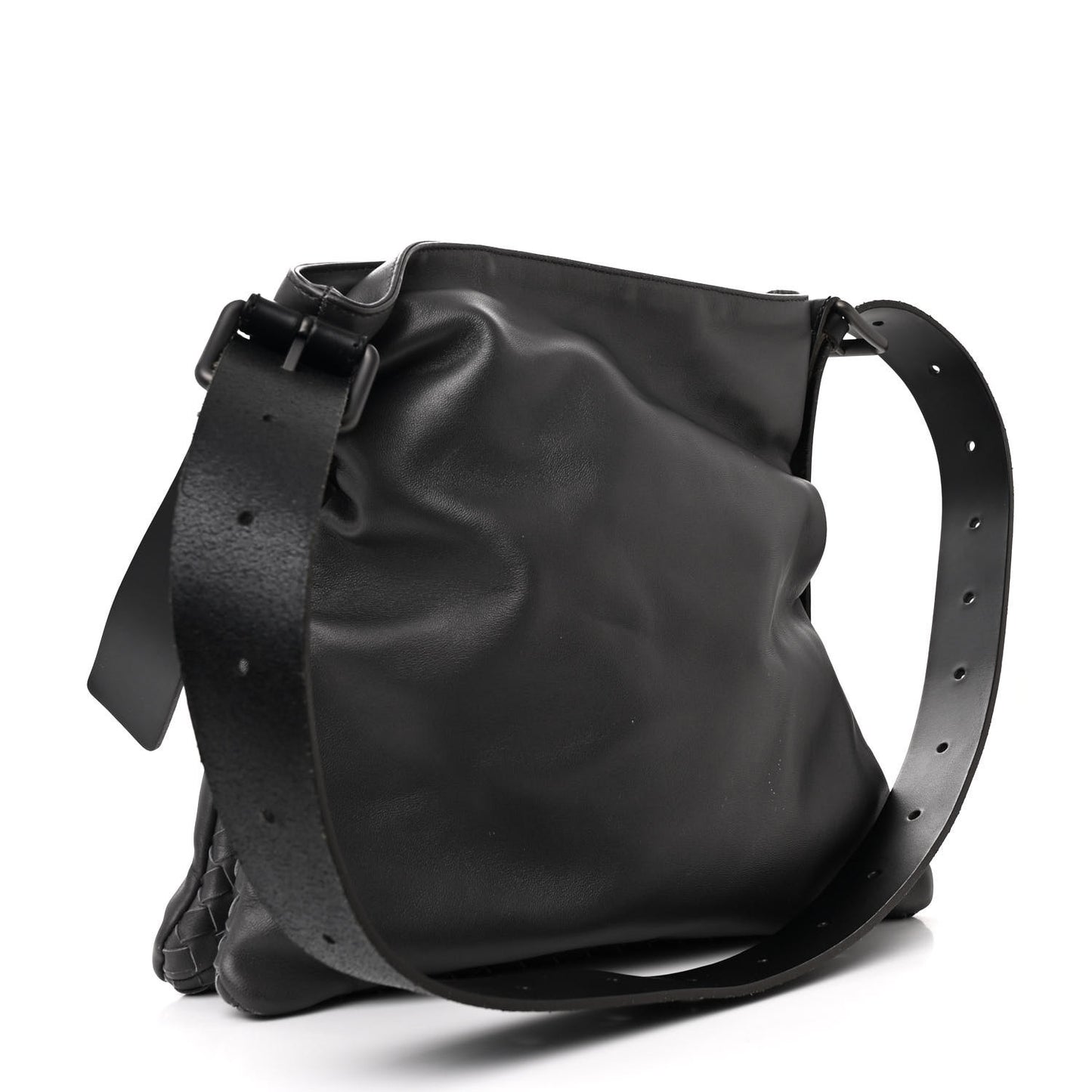 Nappa Intrecciato  Messenger Bag Grey Black