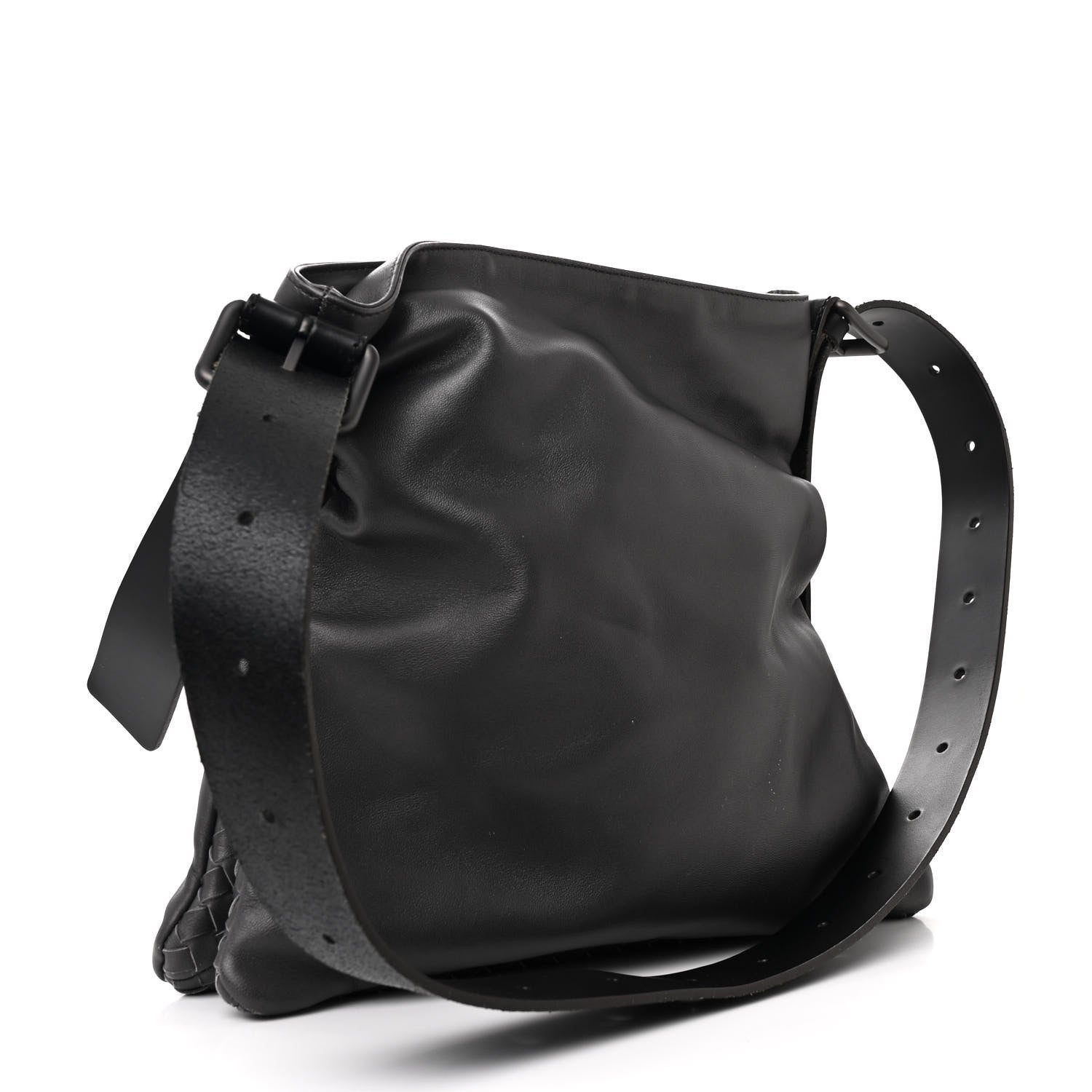 Bottega Veneta Nappa Intrecciato  Messenger Bag Grey Black 3 of 10