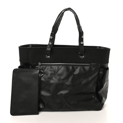 Chanel Coated Canvas Quilted Large Paris Biarritz Tote Black 3 of 11