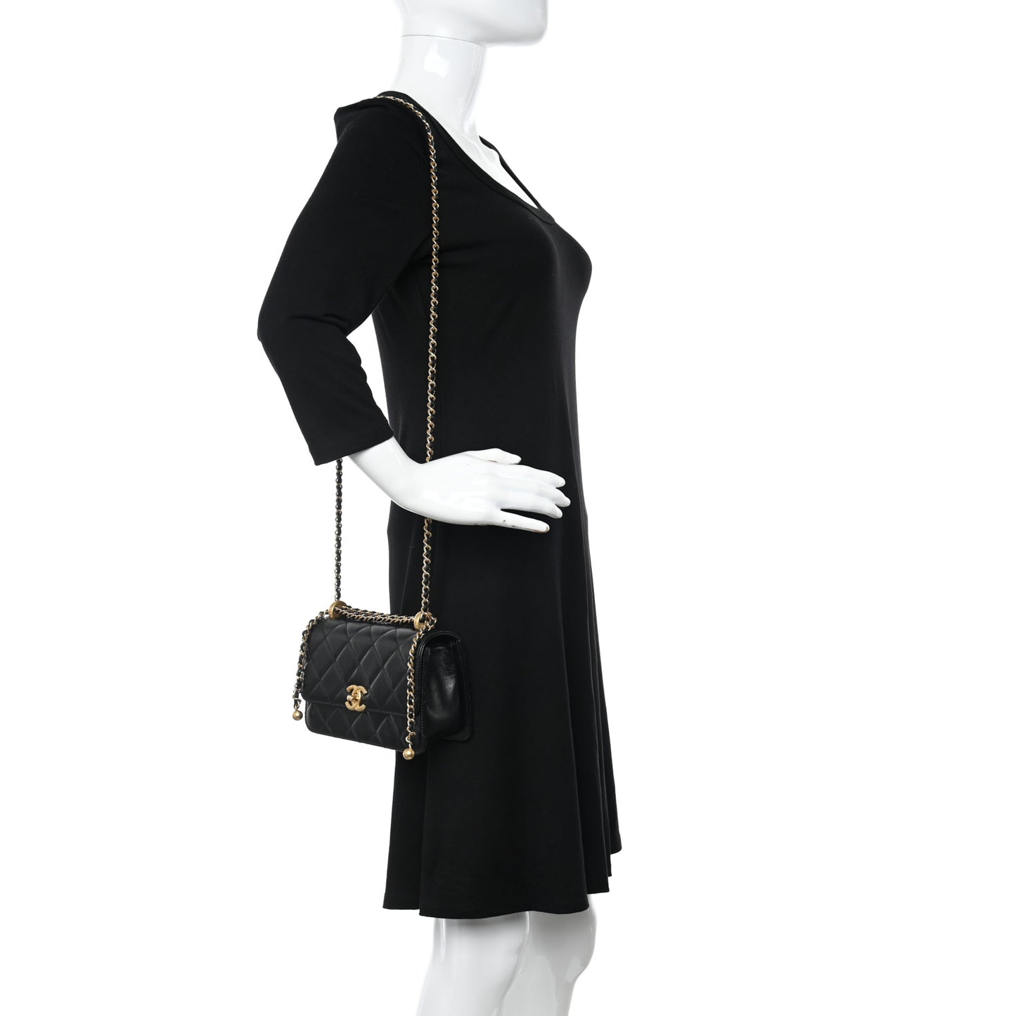 Calfskin Quilted Mini Perfect Fit Flap Black