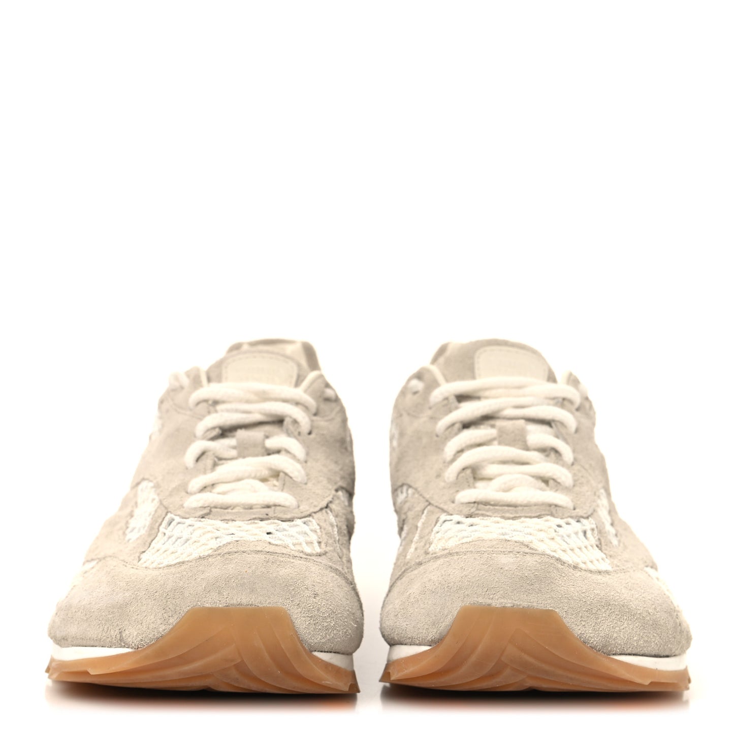 Calfskin Fishnet Fabric Orbit Sneakers 38 Sea Salt