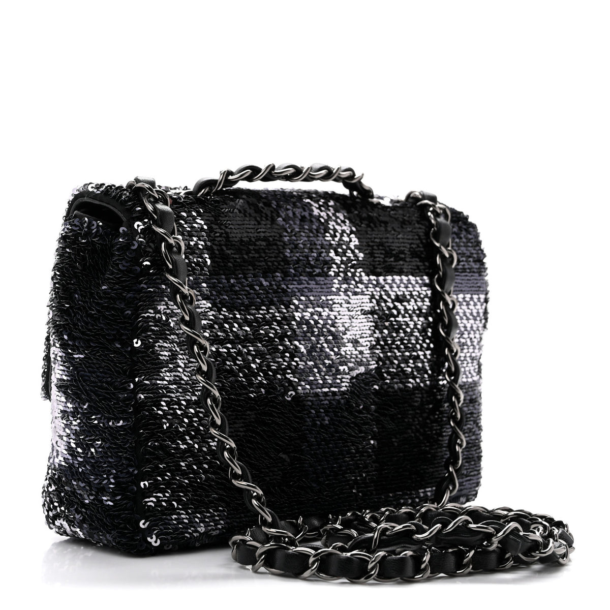 Chanel Sequin Quilted Small Single Flap Black 3 of 11