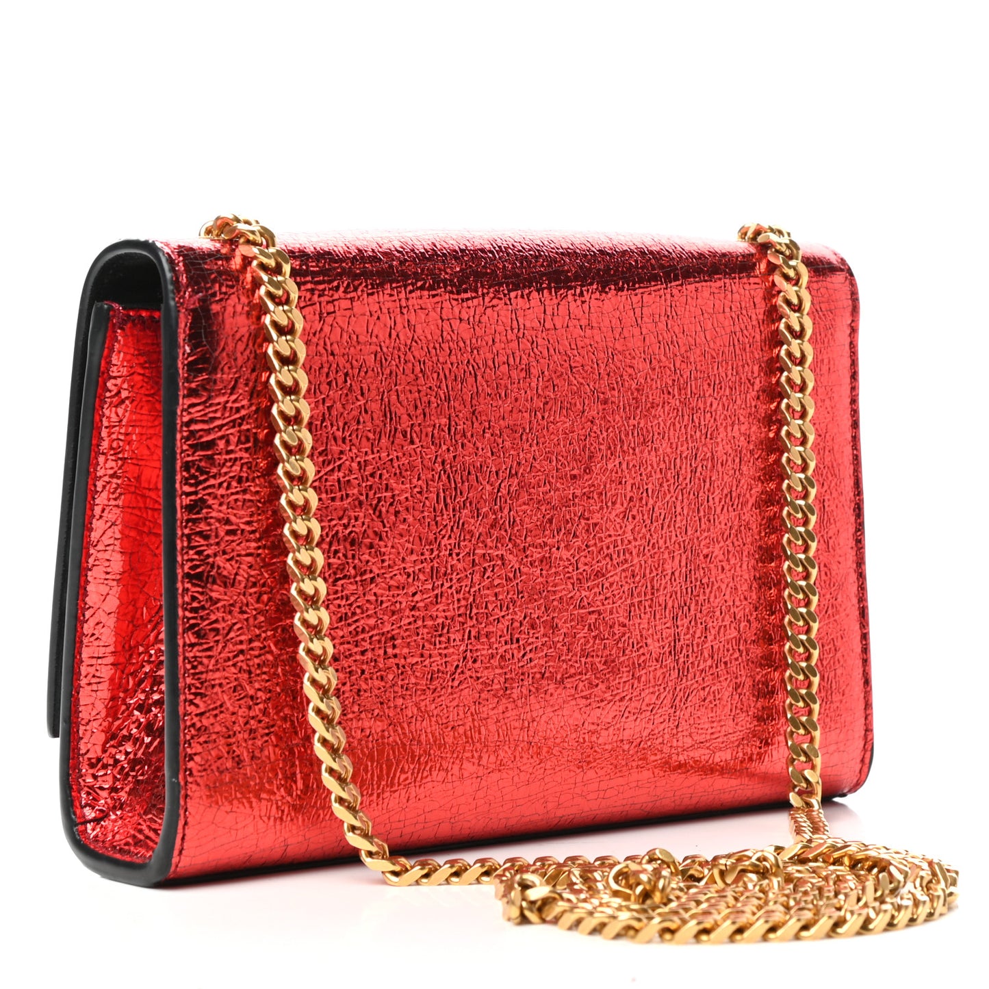 Metallic Calfskin Small Classic Monogram Kate Satchel Red