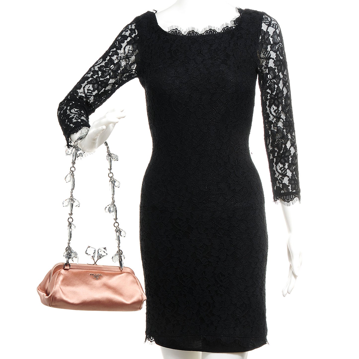 Satin Crystal Kisslock Clutch Nudo