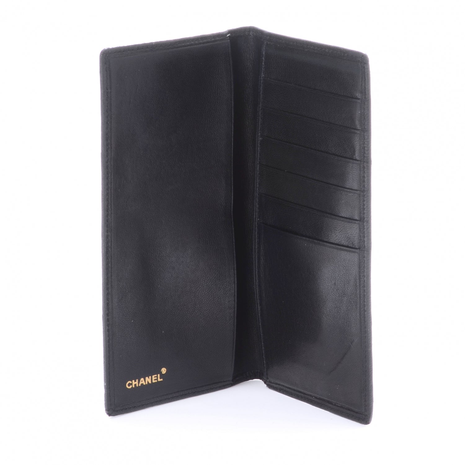 Chanel Leather Quilted Checkbook Wallet Black 5 of 8
