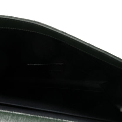Saint Laurent Grain De Poudre Textured Mixed Matelasse Triquilt Monogram Clutch Dark Green 5 of 7