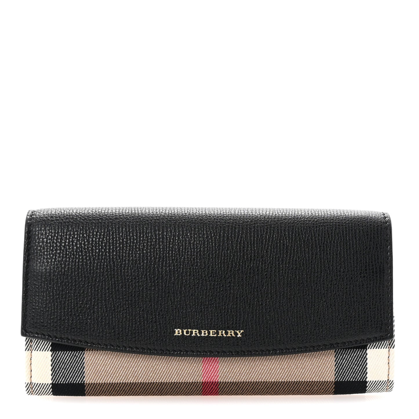 Grainy Calfskin House Check Porter Continental Wallet Black