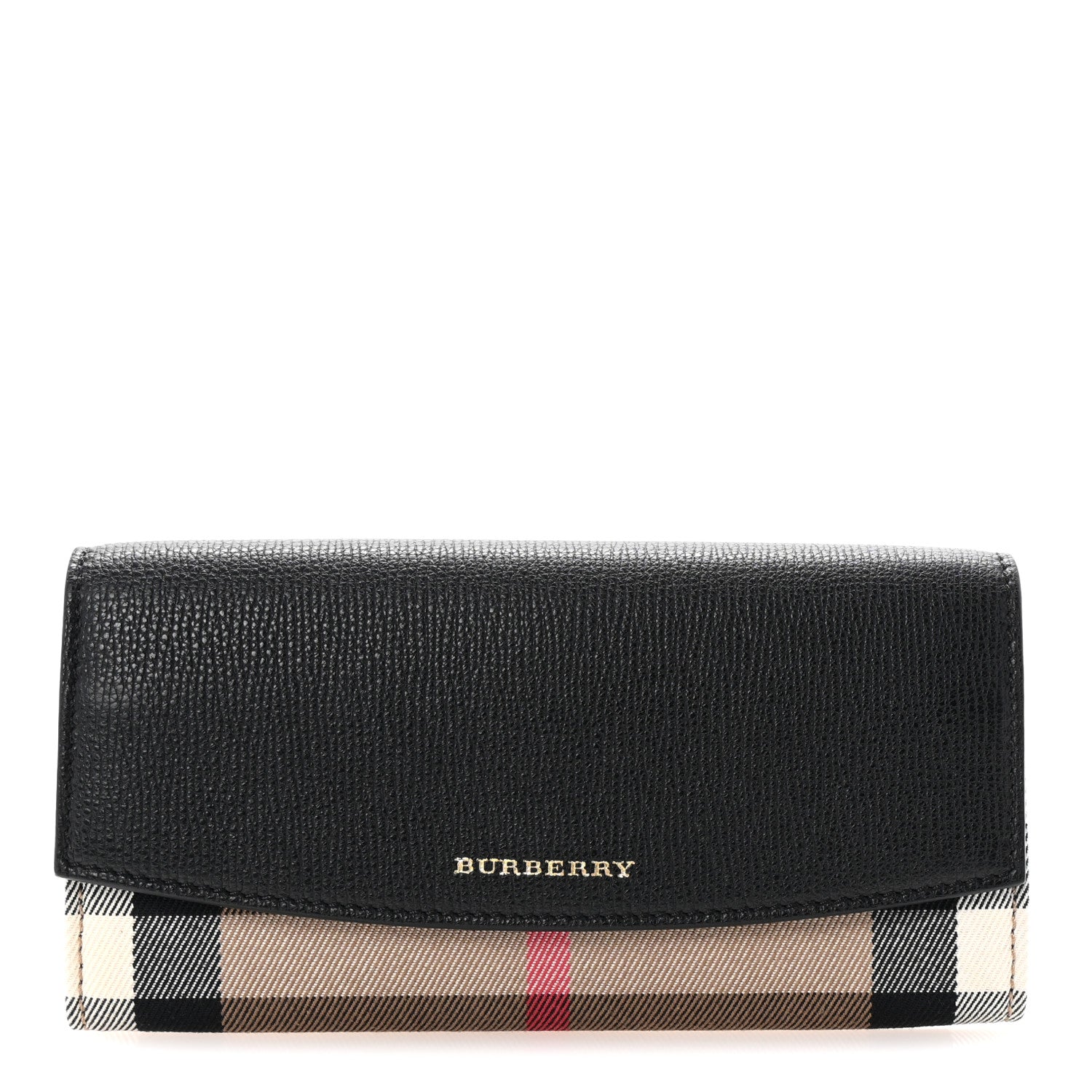 Burberry Grainy Calfskin House Check Porter Continental Wallet Black 1 of 7
