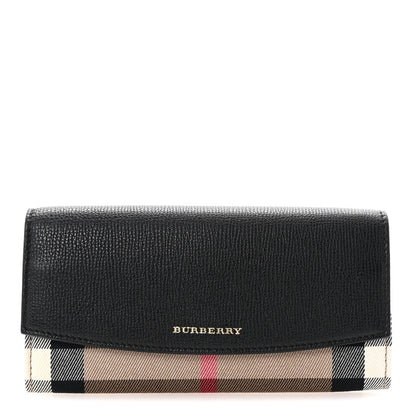 Burberry Grainy Calfskin House Check Porter Continental Wallet Black 1 of 7