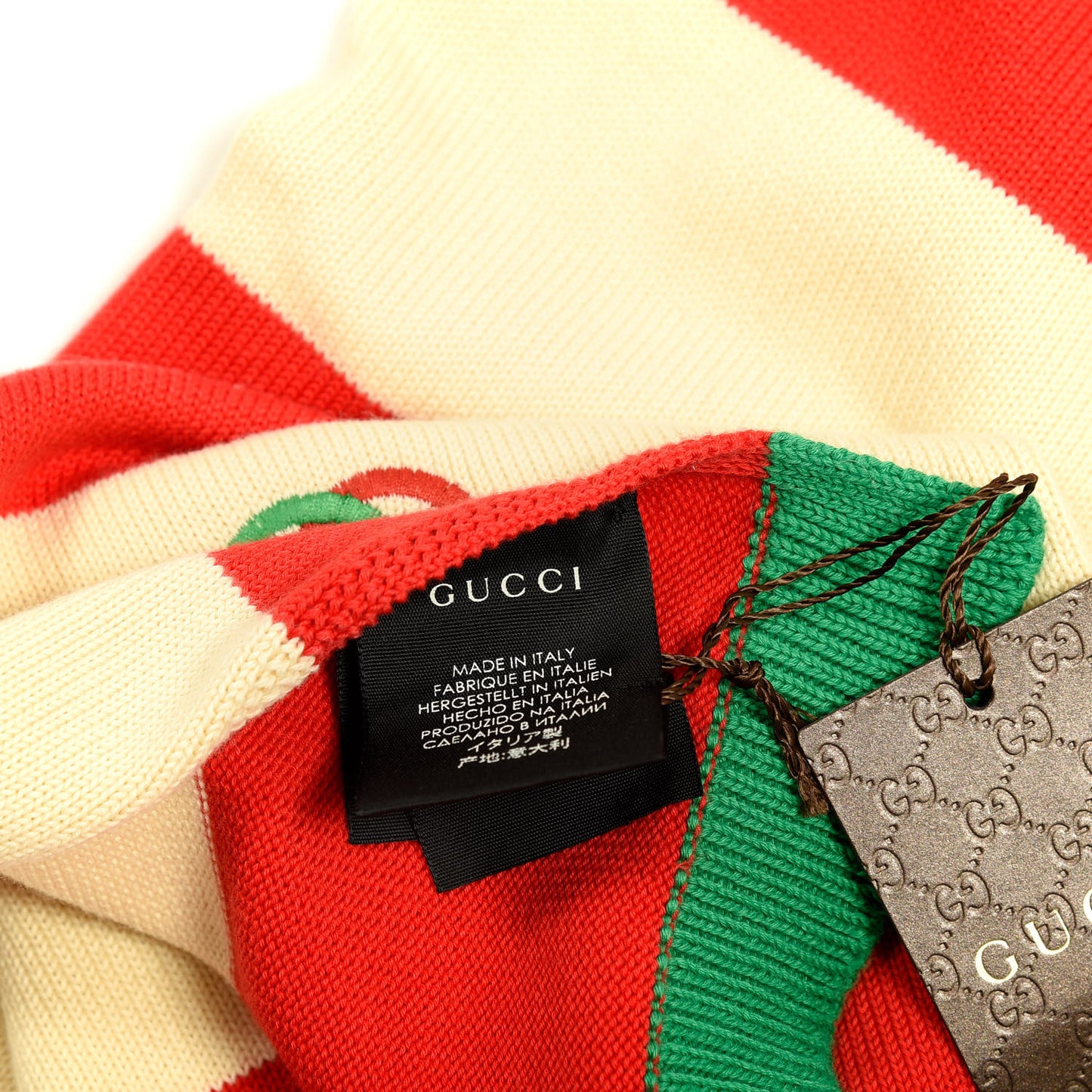 Wool Interlocking G Scarf Green Red White