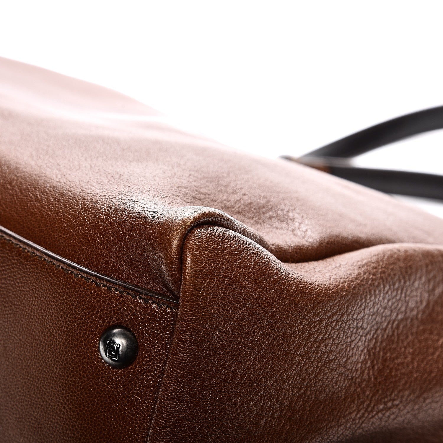 Fendi Goatskin Zucca Large Peekaboo Iconic Satchel Cuoio Tobacco Moro 14 of 16