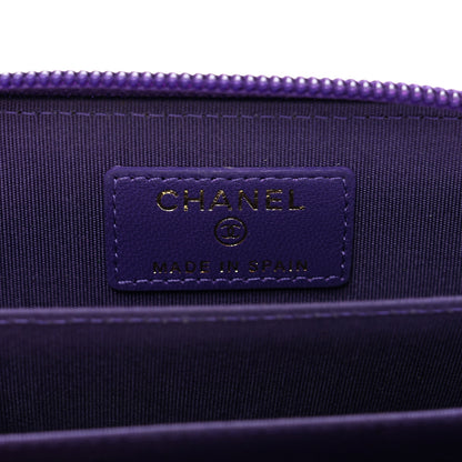 Chanel Lambskin Quilted Boy Zip Around Coin Purse Wallet Purple 6 of 8