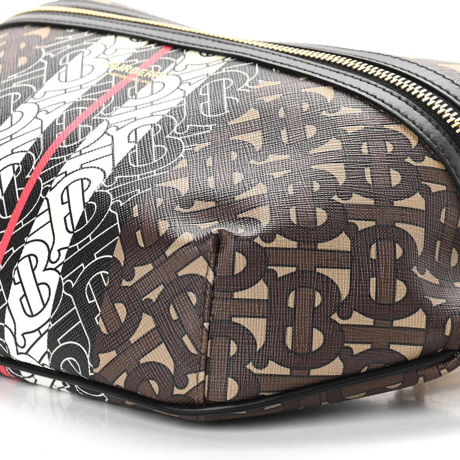 Burberry E-Canvas Monogram Stripe Medium Sonny Bum Bag Bridle Brown 8 of 9