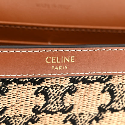 Celine Raffia Jacquard Calfskin Triomphe Wallet on Chain Natural Tan 6 of 11