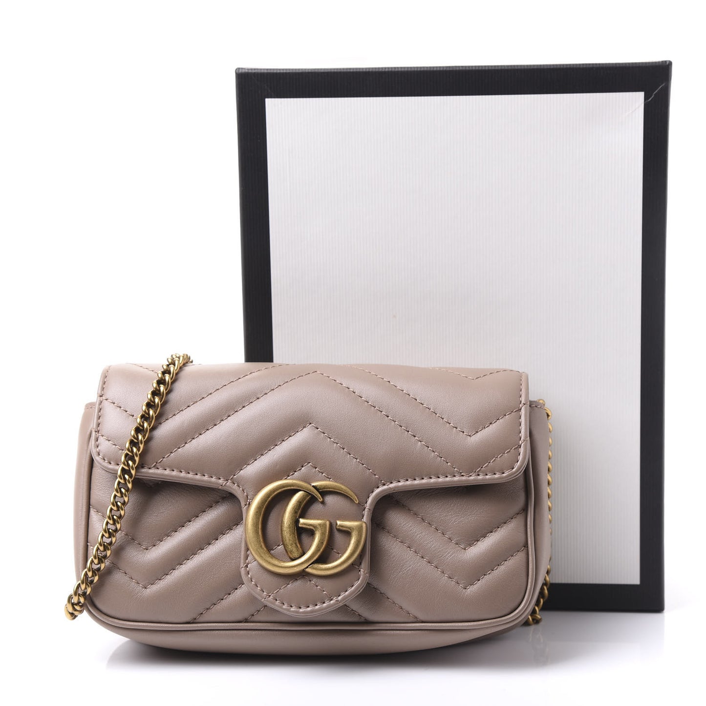 Calfskin Matelasse Super Mini GG Marmont Shoulder Bag Porcelain Rose