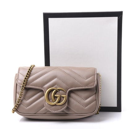 Gucci Calfskin Matelasse Super Mini GG Marmont Shoulder Bag Porcelain Rose 19 of 26
