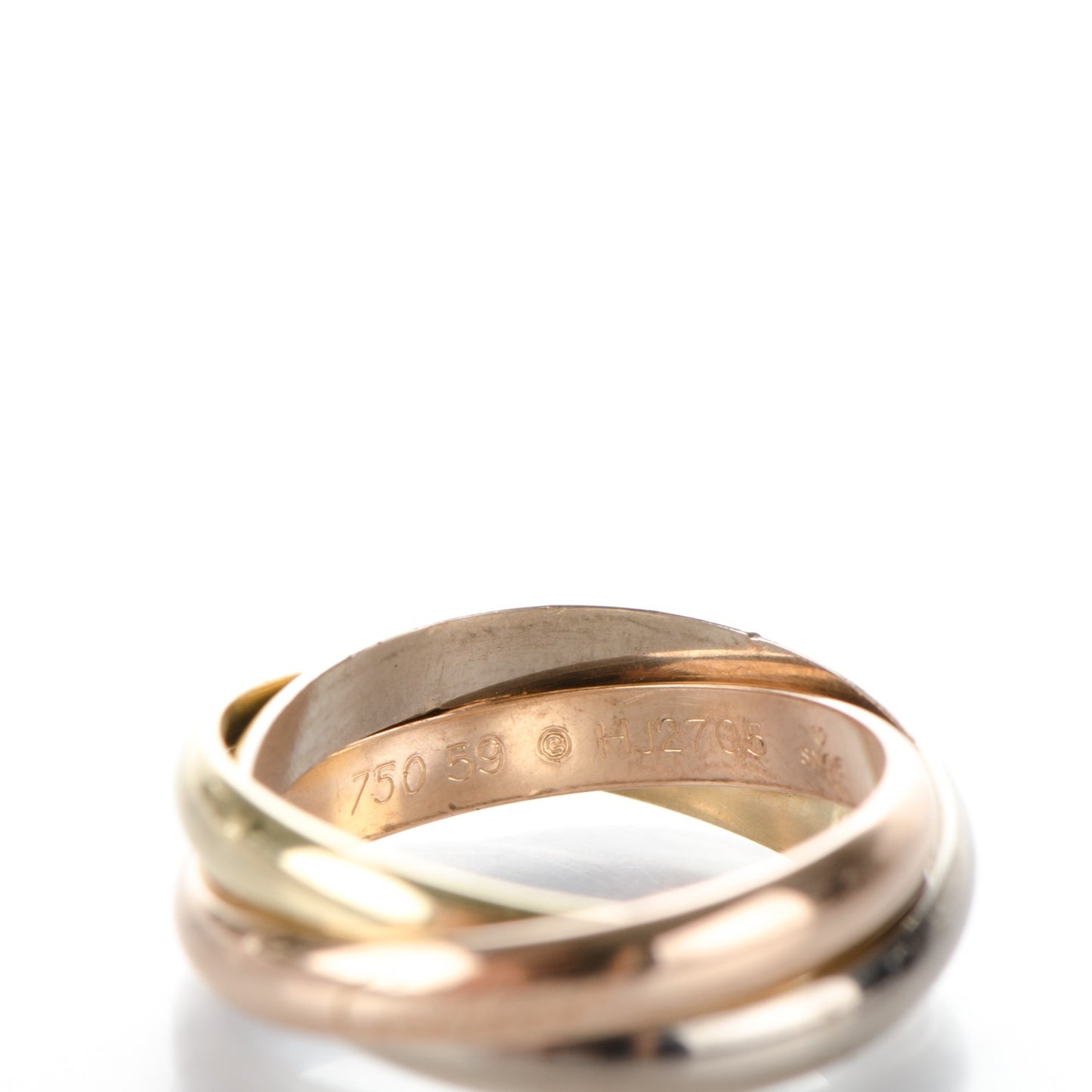 18K Pink Yellow White Gold Small Trinity Ring 59 8.75