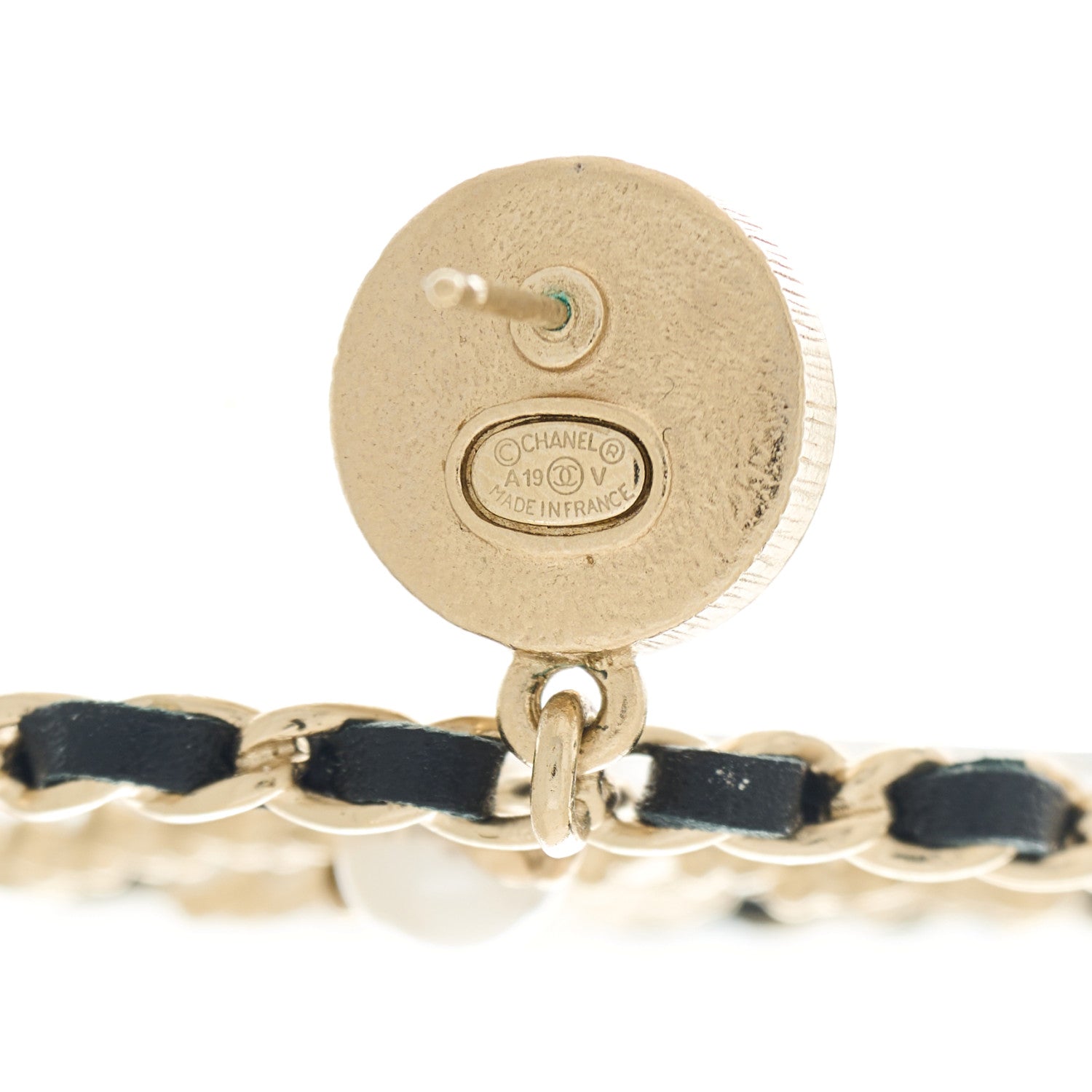 Chanel Lambskin Crystal Pearl CC Drop Earrings Gold Black 4 of 5