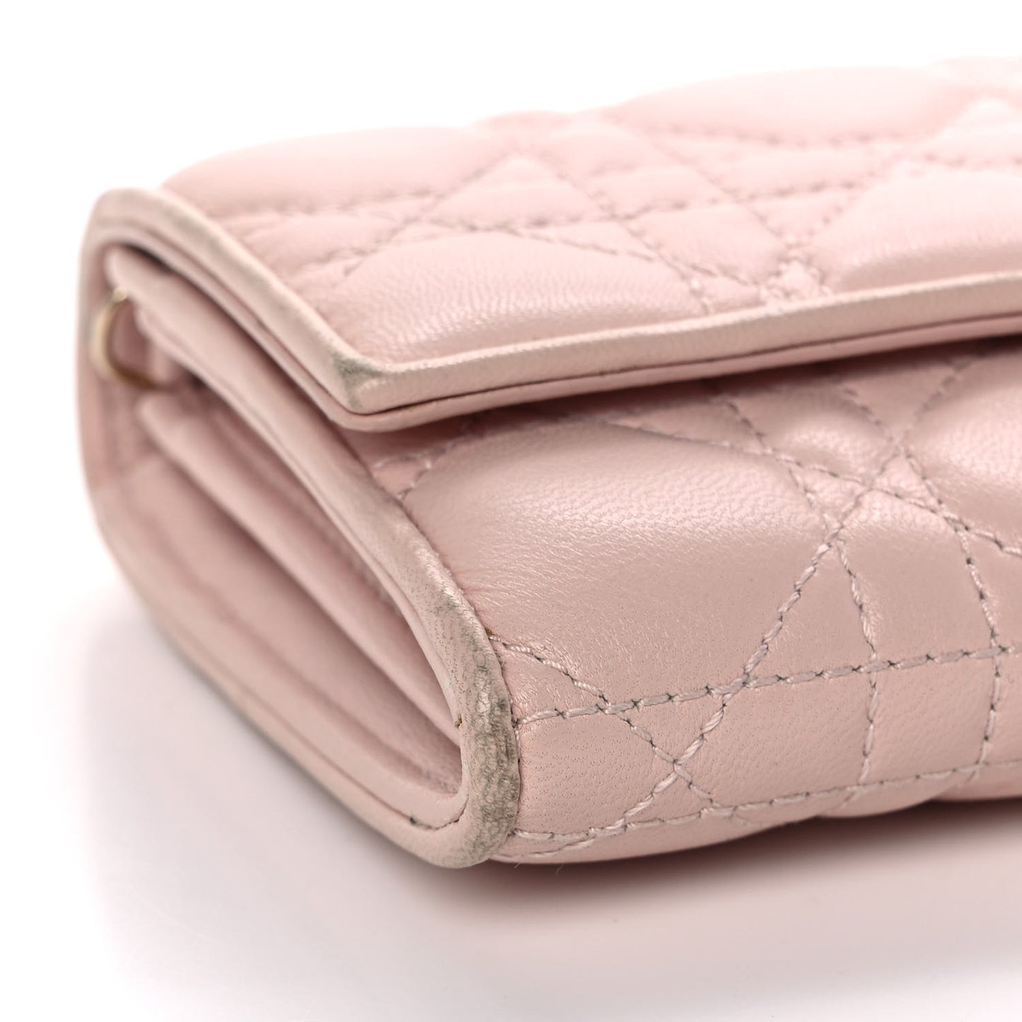 Lambskin Cannage Lady Dior Rendezvous Wallet On Chain Light Pink