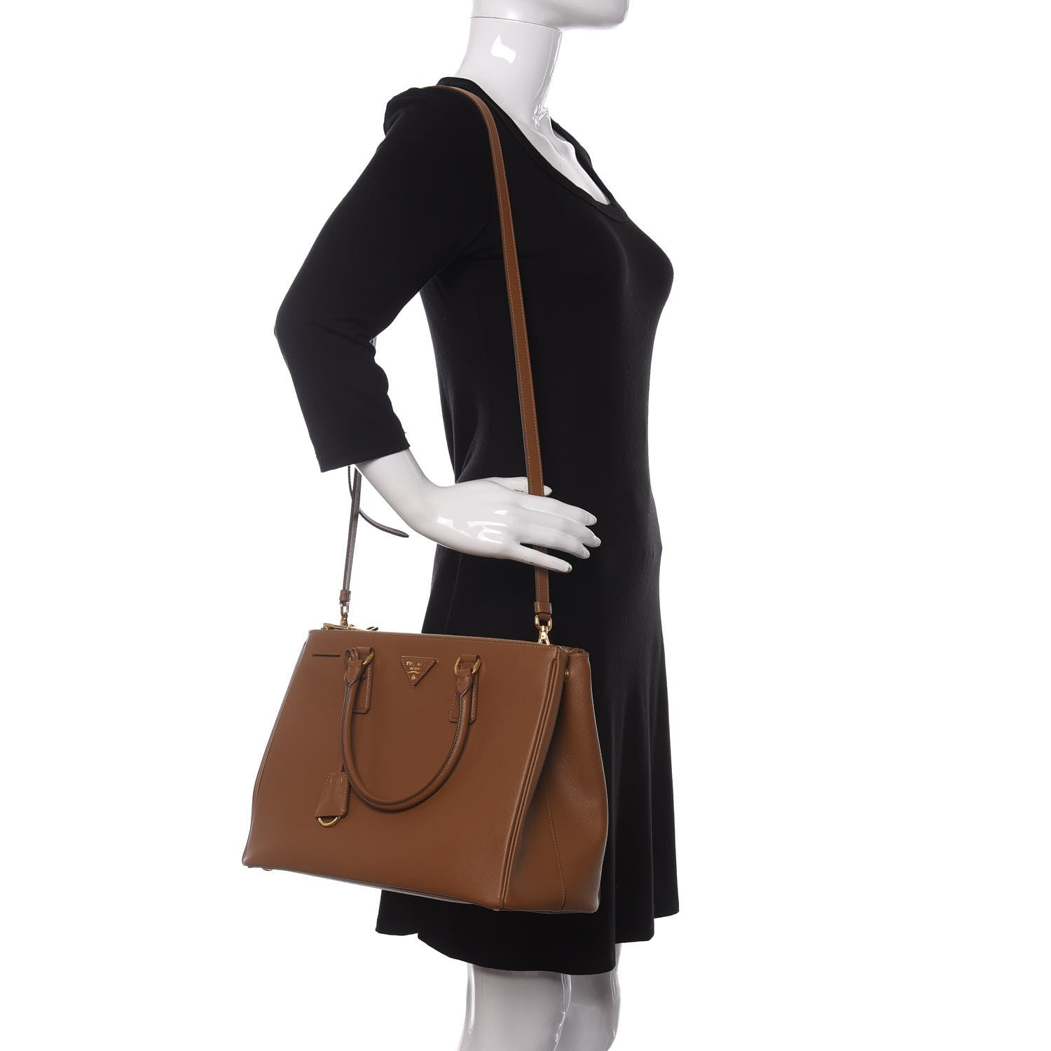 Prada Saffiano Lux Large Galleria Double Zip Tote Caramel 2 of 10