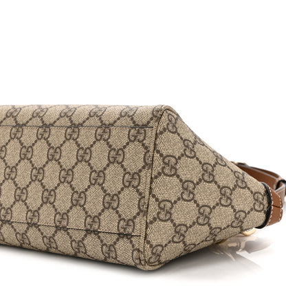 Gucci GG Supreme Monogram Emblem Small Top Handle Tote Bag Beige Dark Brown 11 of 11