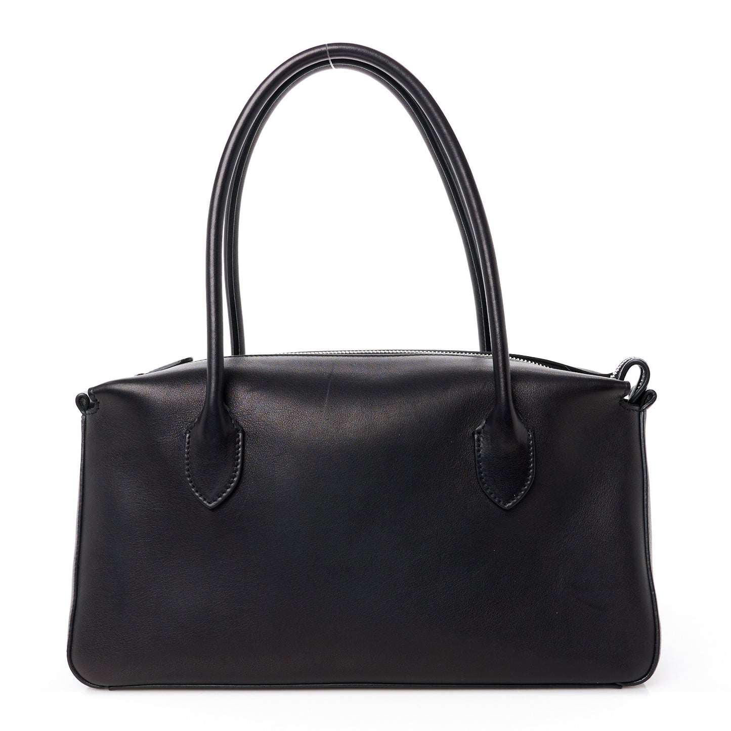 Polished Saddle Calfskin E/W Top Handle Bag Black