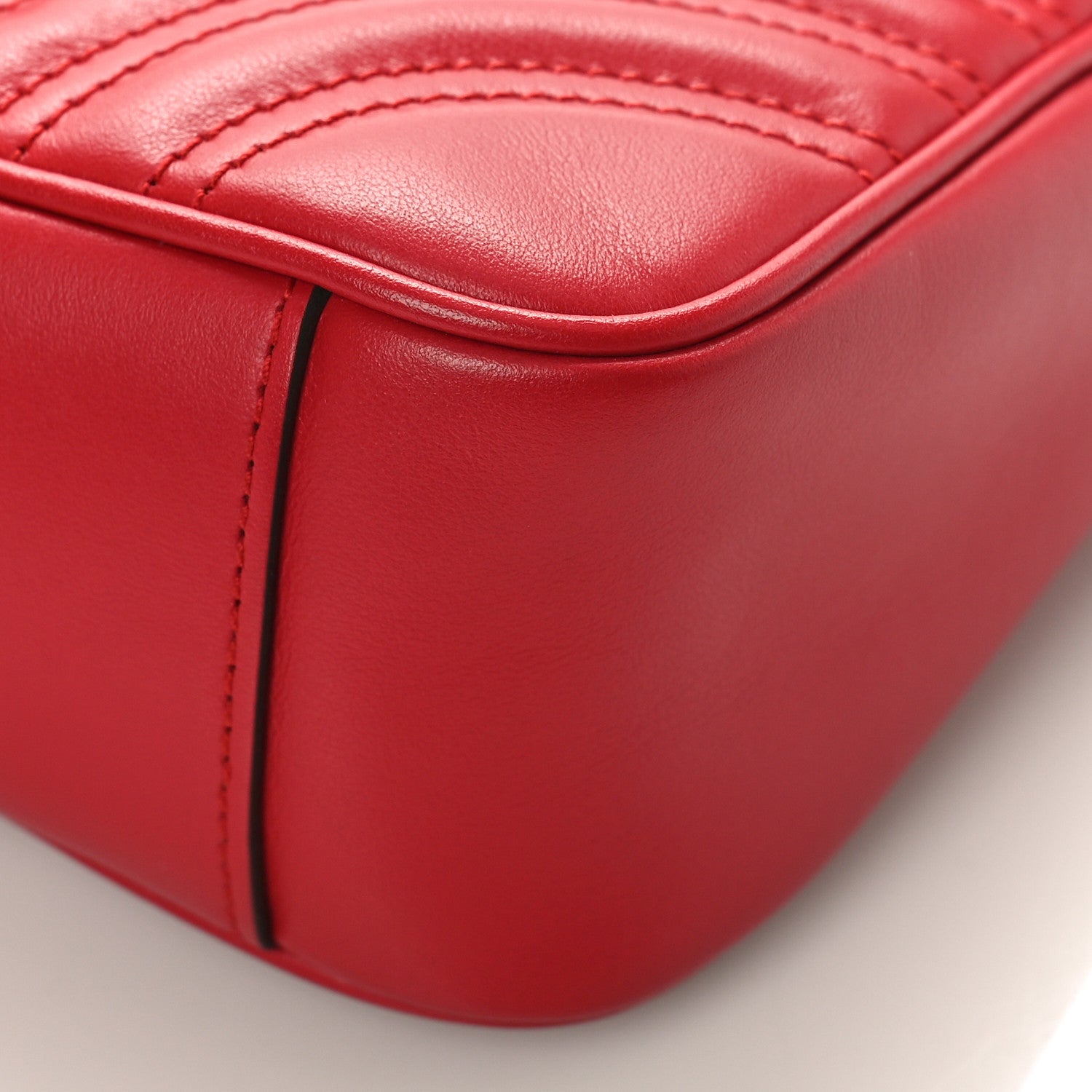 Gucci Calfskin Matelasse Small GG Marmont Shoulder Bag Hibiscus Red 9 of 9